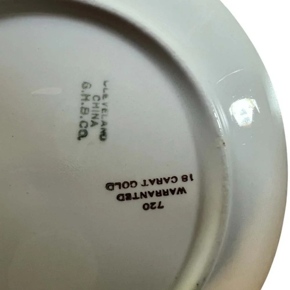 Cleveland China Cream Gold Greek Key 18K Gold Trim Small Plates Saucers Set of 3